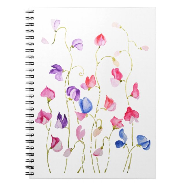 Carnet pois doux colorés fleurs aquarelle (Devant)