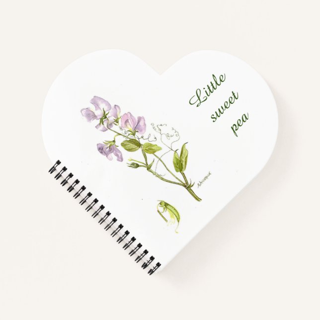 Carnet Pois doux et vert pourpre et aquarelle de fleur (Devant)
