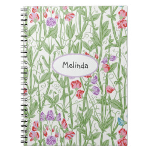 Carnet Pois doux motif floral William Morris Monogramme