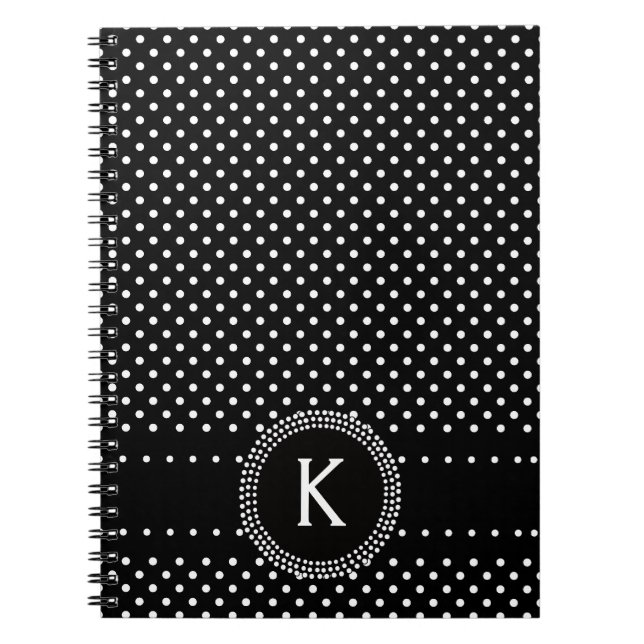 Carnet Pois en noir et blanc avec le cercle de mod (Devant)