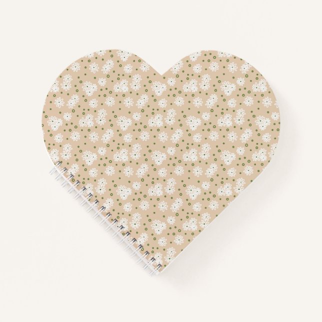 Carnet Pois et marguerites - Blanc, Sable et Palm Green (Devant)