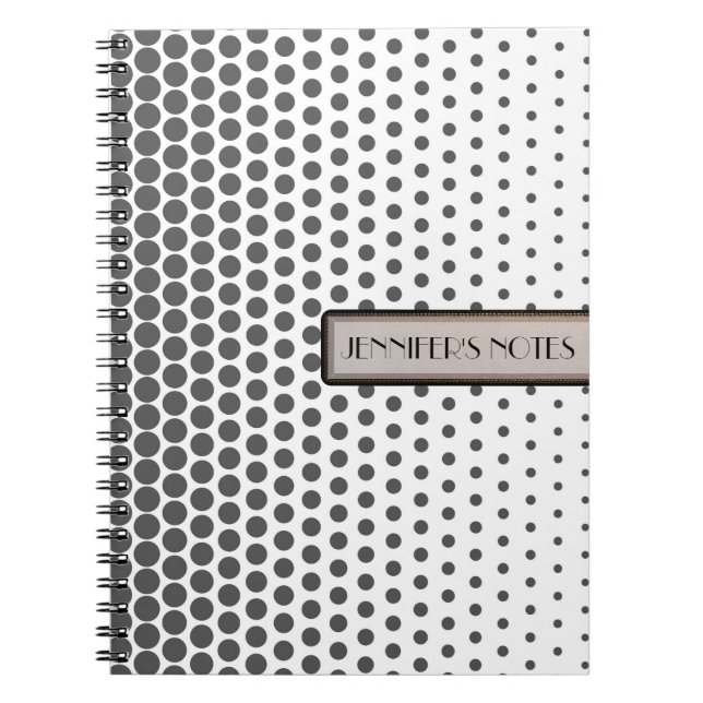 Carnet Pois gris Élégant Blanc moderne (Devant)