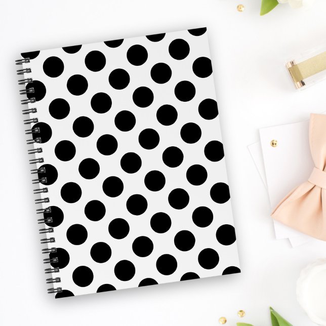 Carnet Pois, Motif Polka Dot, noir et blanc (Créateur téléchargé)