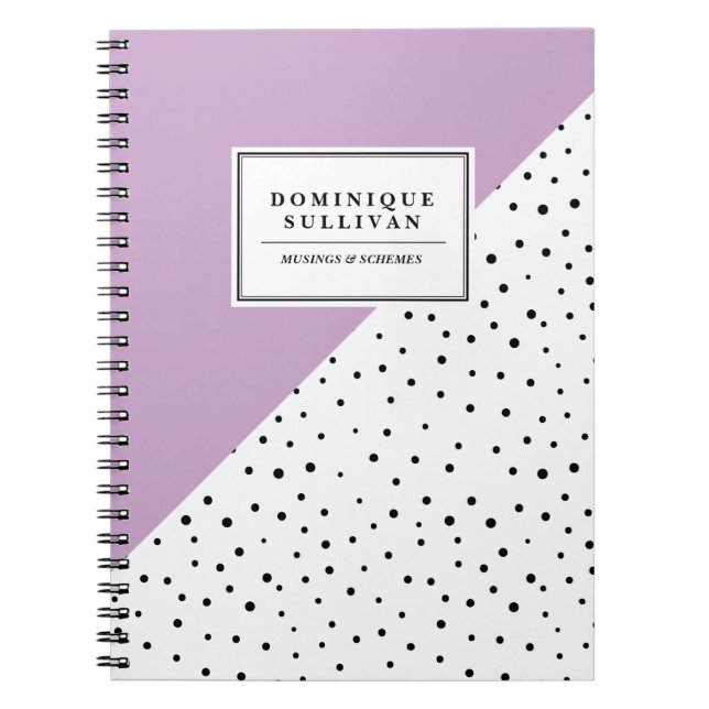 Carnet Pois noirs Blush Lilac Abtract Motif (Devant)