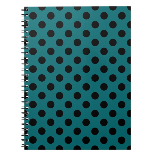 Carnet Pois noirs en turquoise (Devant)