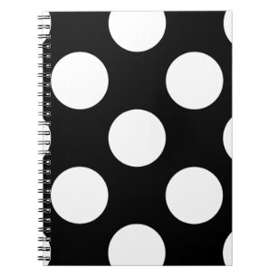 Carnet Pois noirs et blancs, Motif Polka