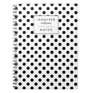 Carnet Pois noirs et blancs personnalisés