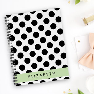 Carnet Pois noirs et blancs, pointillés, Votre nom