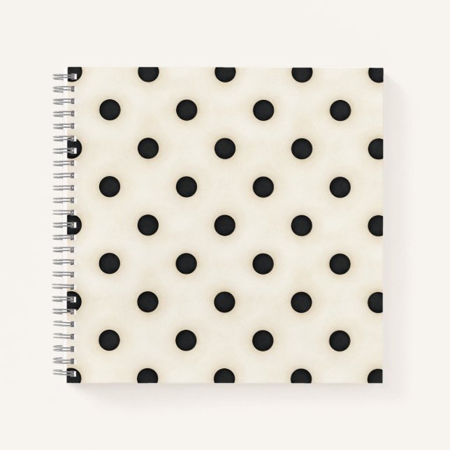 Carnet Pois noirs sur blanc antique (Devant)