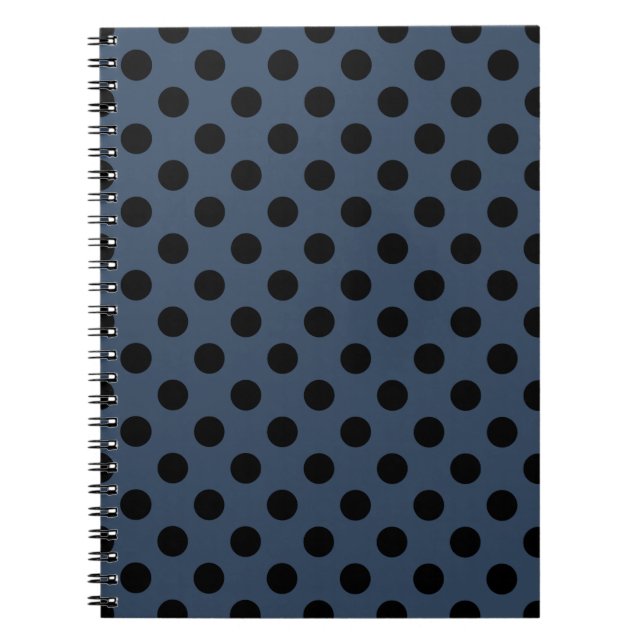Carnet Pois noirs sur gris-bleu (Devant)