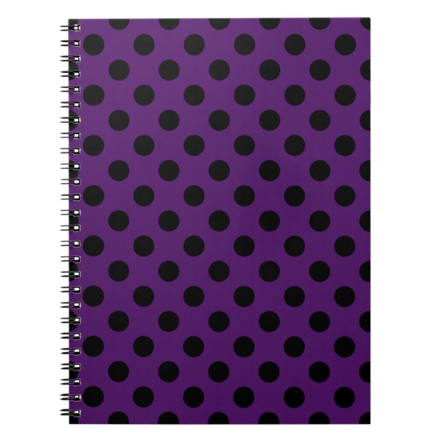 Carnet Pois noirs sur prune violette (Devant)