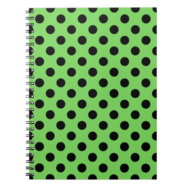 Carnet Pois noirs sur vert citron (Devant)