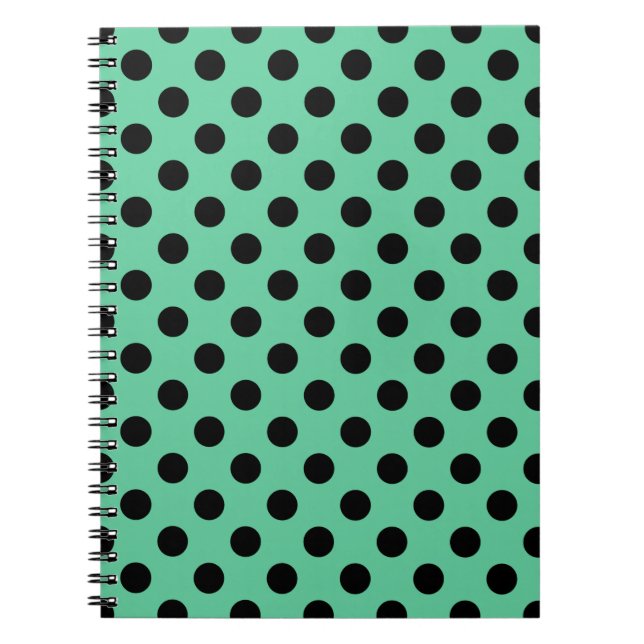 Carnet Pois noirs sur vert menthe (Devant)