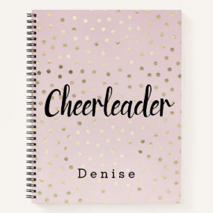 Carnet Pois personnalisés Pom-pom girl rose et or
