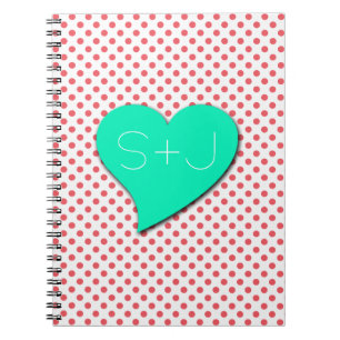Carnet Pois roses de corail - Monogramme par Shirley Tayl