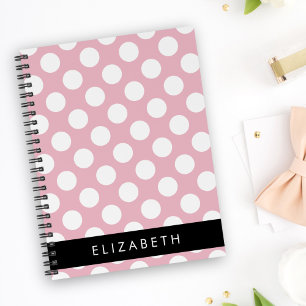 Carnet Pois roses, Motif Pointe Polka, Votre Nom