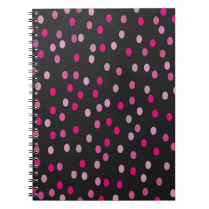 Carnet Pois roses sur noir