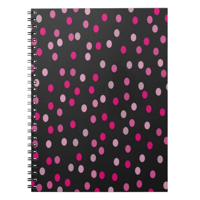Carnet Pois roses sur noir (Devant)