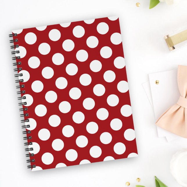 Carnet Pois rouges, Motif à points polka, points, pointil (Créateur téléchargé)