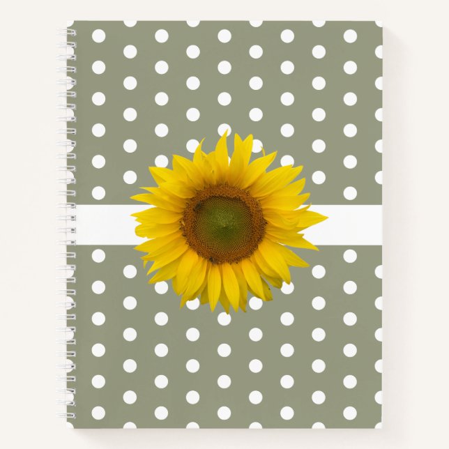 Carnet Pois Tournesol tendance Simple Vert (Devant)