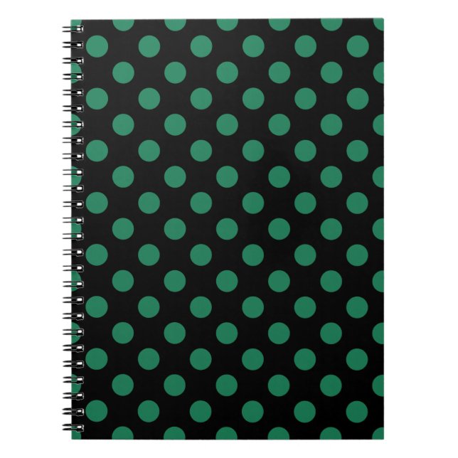 Carnet Pois vert et noir (Devant)