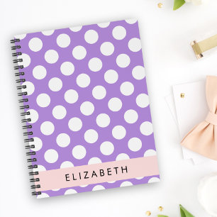 Carnet Pois violets, Motif Pointe Polka, Votre Nom