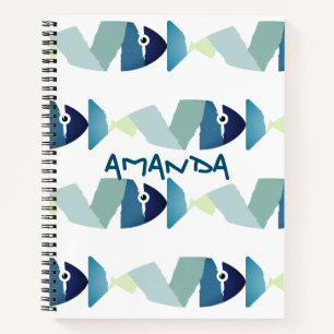 Carnet Poisson bleu de natation Abstraite