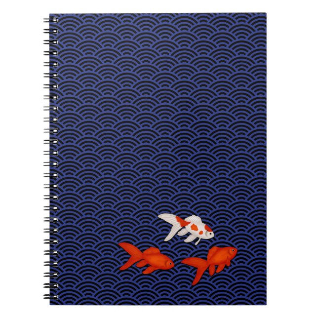Carnet Poisson d'or sur Seigaiha Motif japonais personnal (Devant)