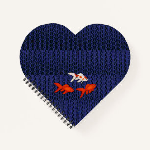 Carnet Poisson d'or sur Seigaiha Motif japonais personnal