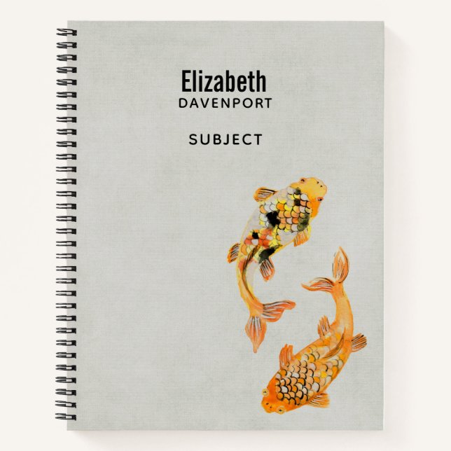 Carnet Poisson Koi Or élégant (Devant)