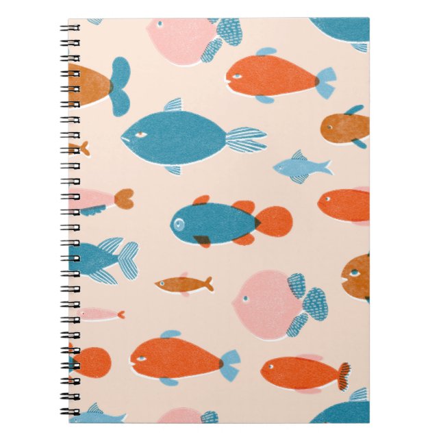 Carnet Poisson rétro : Motif de style Risographe (Devant)