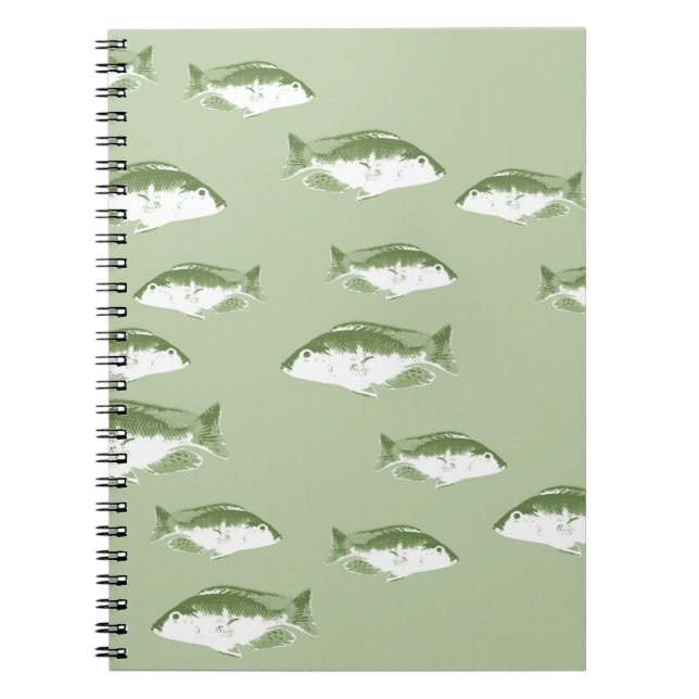 Carnet Poisson vert olive (Devant)