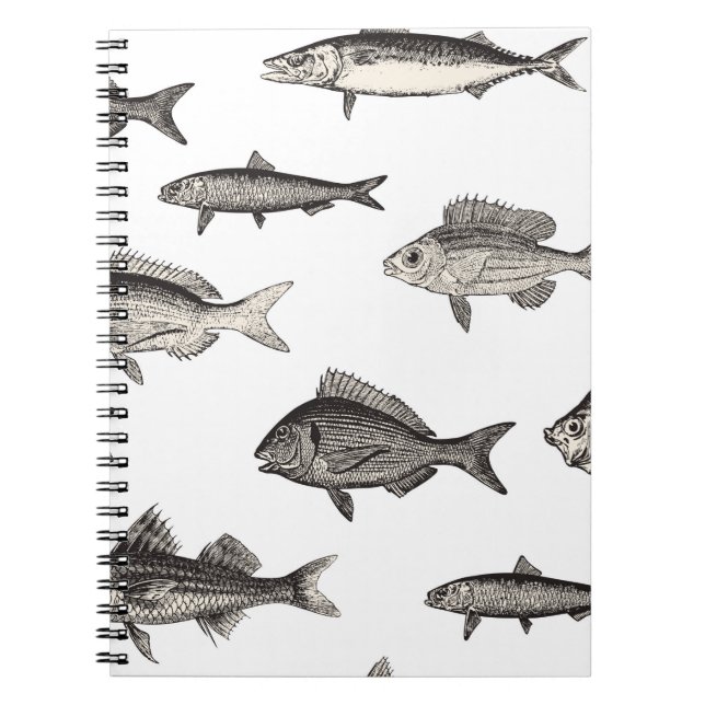 Carnet Poisson vintage sans sourire patternvintage, poiss (Devant)