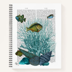 Carnet Poissons, coquillages bleus et coraux