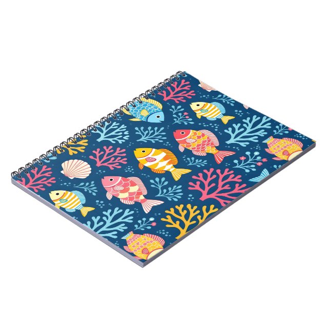 Carnet Poissons et coraux bleu nautique (Côté gauche)