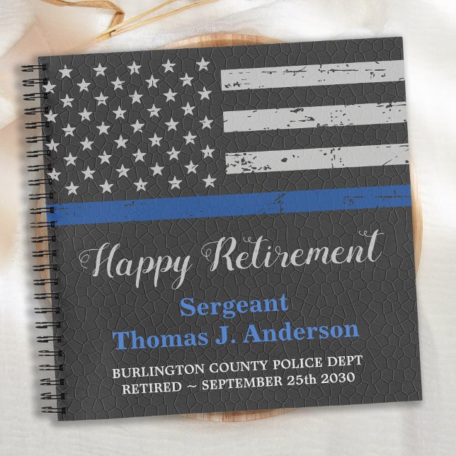 Carnet Police Retirement Leather Thin Blue Line Party  (Créateur téléchargé)