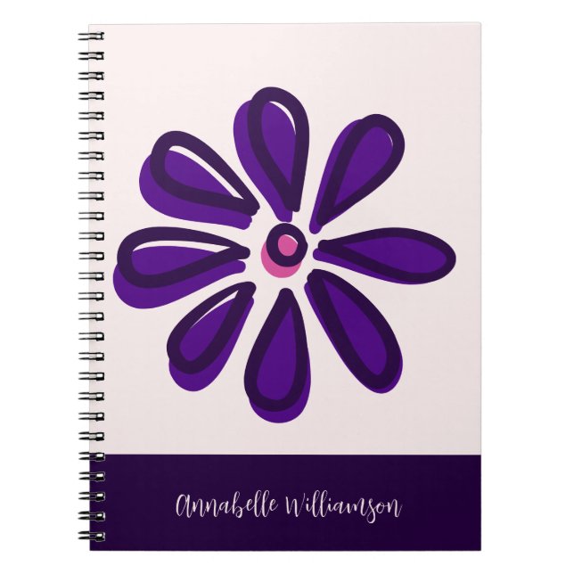 Carnet Police Script tendance Votre nom Doodle de fleurs  (Devant)