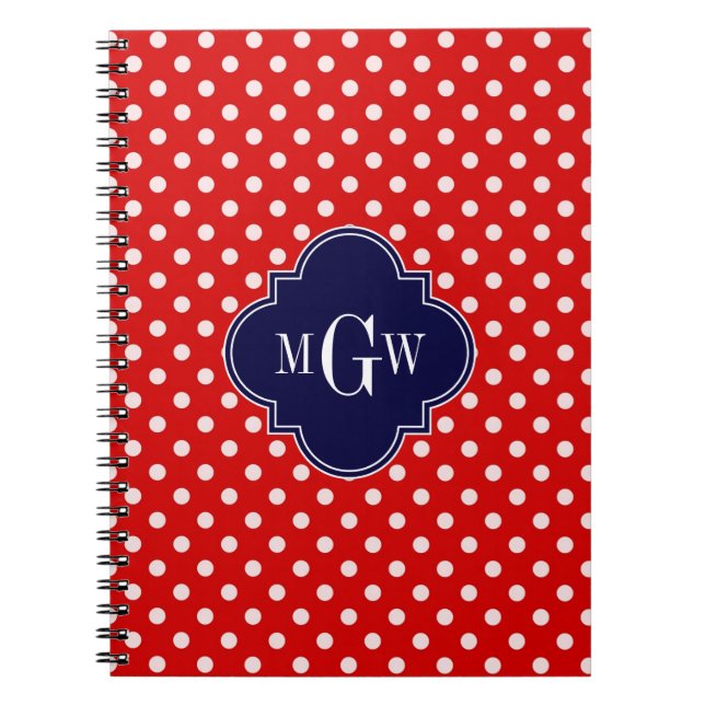 Carnet Polka blanc rouge Point Marine Quatrefoin 3 Monogr (Devant)