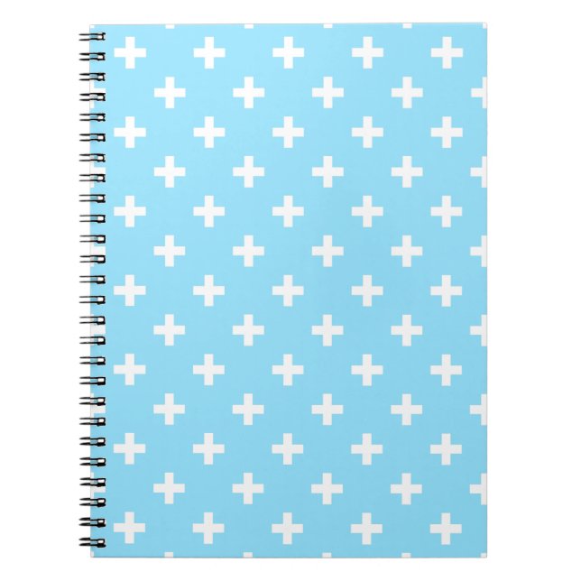 Carnet Polka blanche croise sur bleu bébé (Devant)