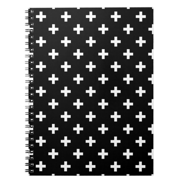 Carnet Polka blanche croise sur noir (Devant)