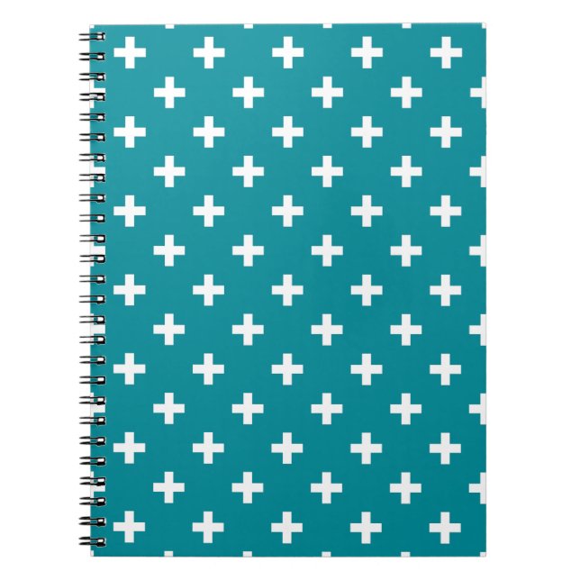 Carnet Polka blanche croise sur turquoise (Devant)