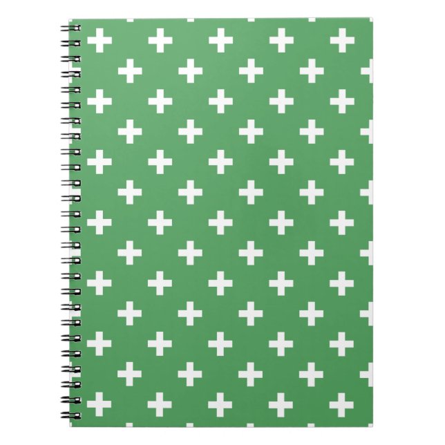 Carnet Polka blanche croise sur vert (Devant)