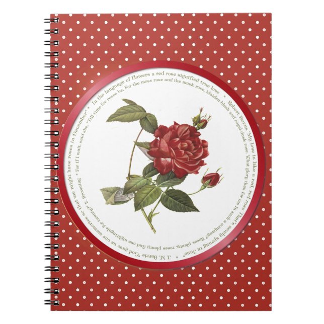Carnet Polka Dot Flower Significations - Rose rouge (Devant)