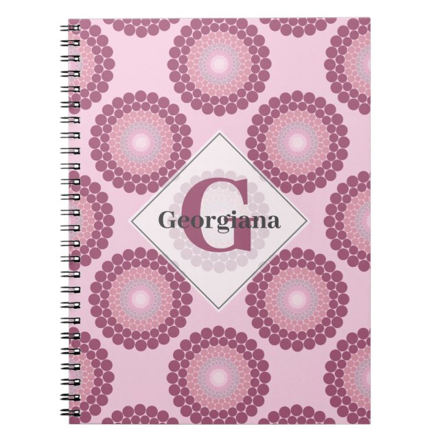 Carnet Polka Dot Mandala, Rose Dusky Radiant Personnalisé (Devant)