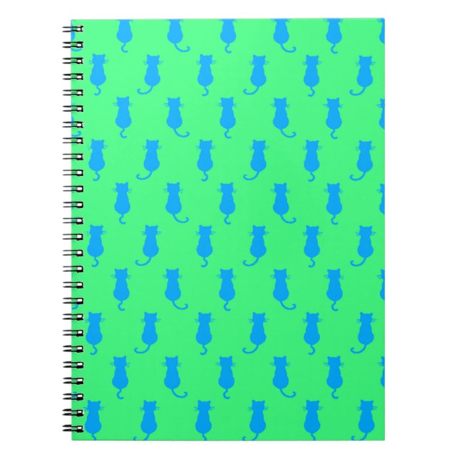 Carnet Polka Dot Motif Pop Art Cat In Blue and Lime (Devant)