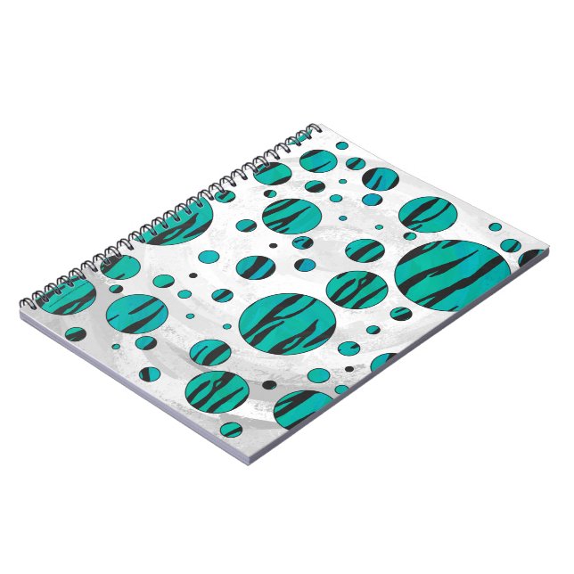 Carnet Polka Dot Tiger noir et Turquoise (Côté gauche)