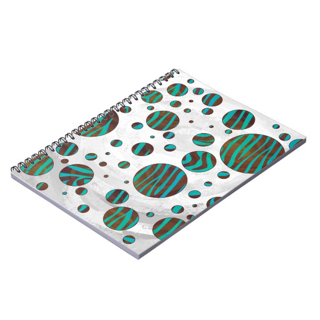 Carnet Polka Dot Zebra Brown et Turquoise (Côté gauche)