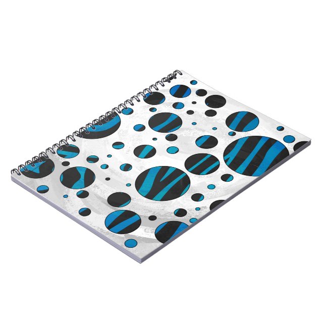 Carnet Polka Dot Zebra Motif noir et bleu (Côté gauche)