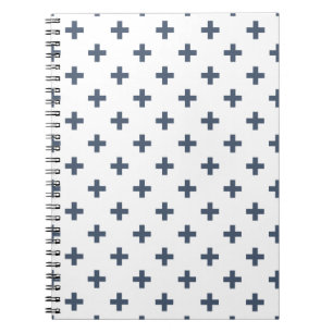 Carnet Polka gris-bleu croise sur blanc
