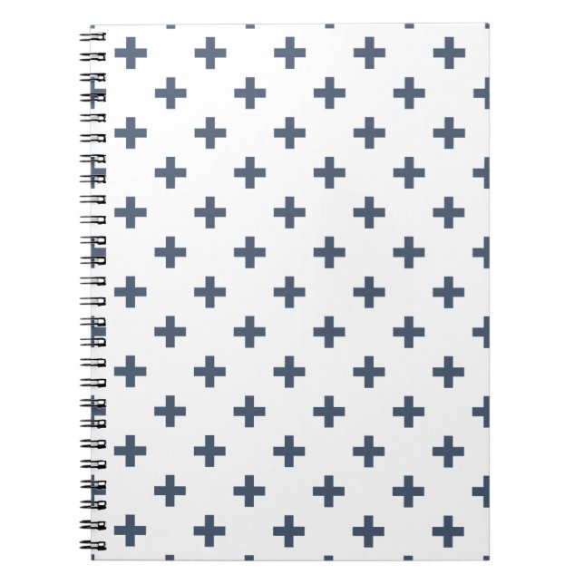 Carnet Polka gris-bleu croise sur blanc (Devant)